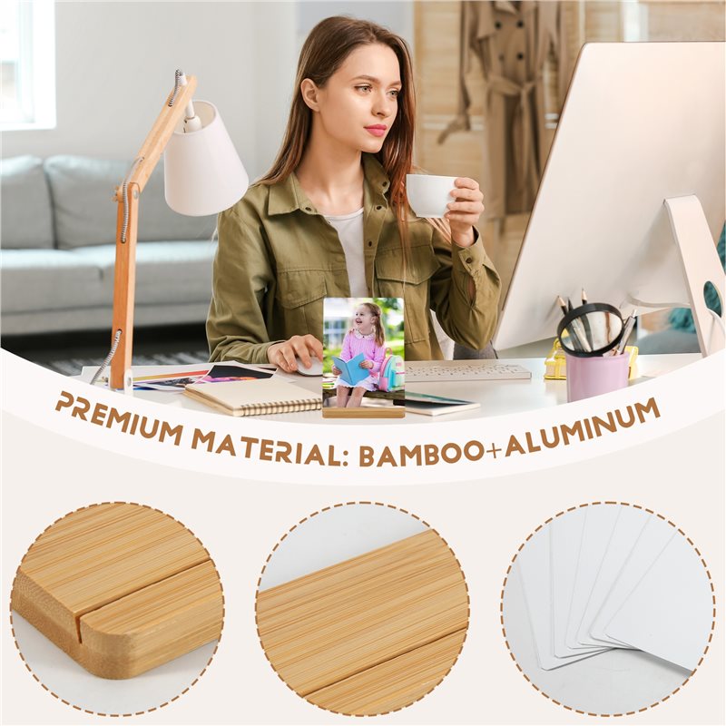 Bamboo Photo Frame - مجموعة من 6 إطارات صور معدنية