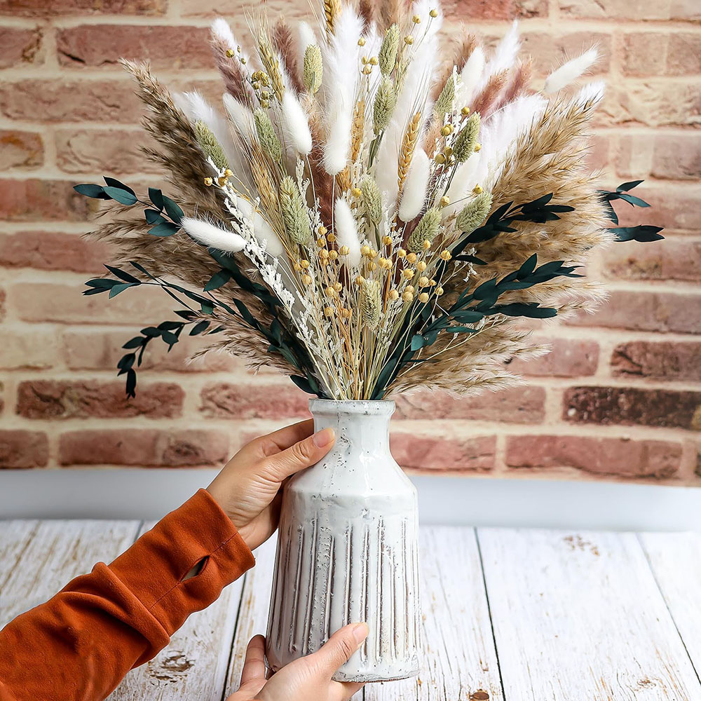 Pampas Grass Decor - 100 قطعة باقة عشب بامباس المجففة