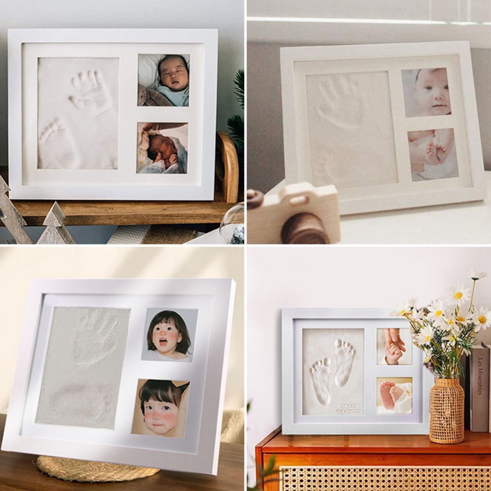 Bamboo Photo Frame - مجموعة طبعات يد وقدم الطفل من