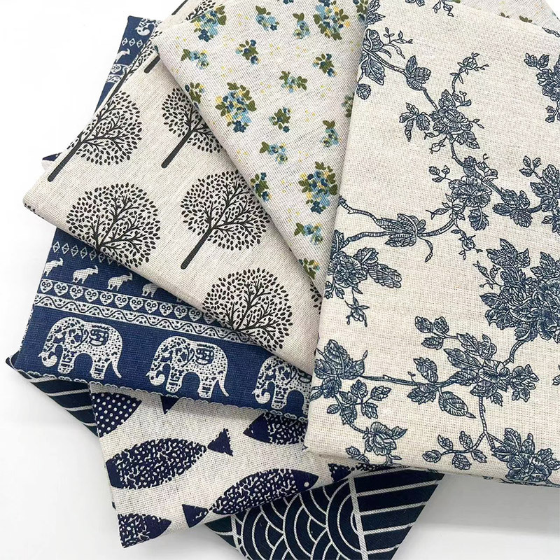 قماش قطني كتان أزرق بنقوش زهور - مراجعة Linen Table Runner وسعره