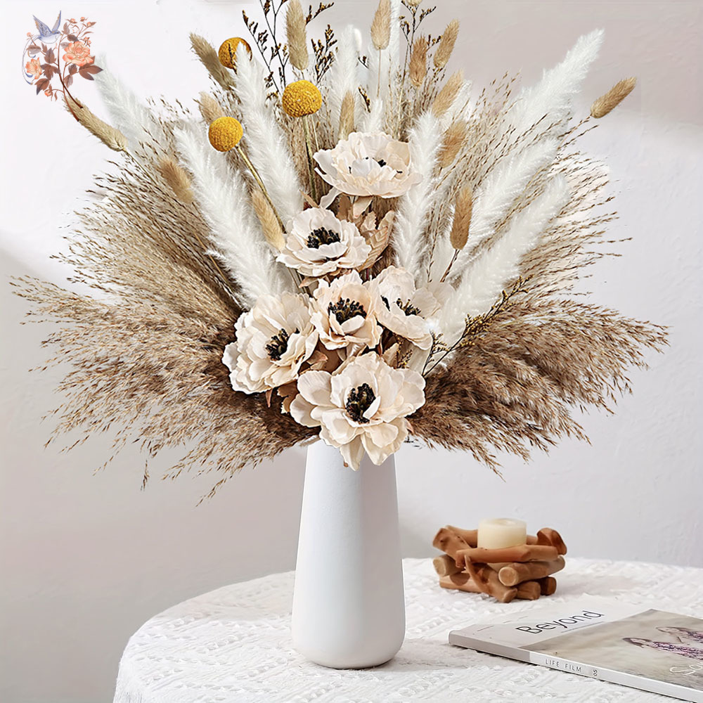 55 قطعة باقة الزهور الاصطناعية - مراجعة Pampas Grass Decor وسعره