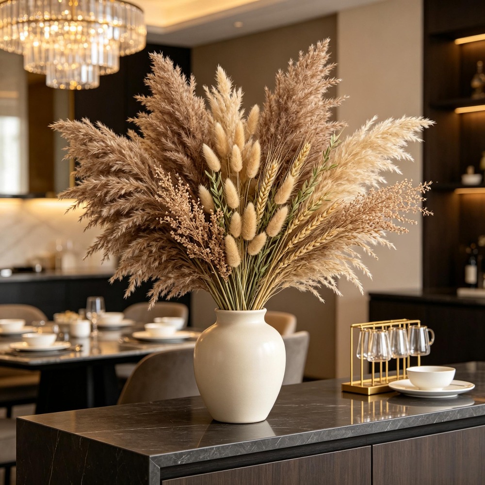 باقة زهور مجففة متنوعة، عشب ال - مراجعة Pampas Grass Decor وسعره
