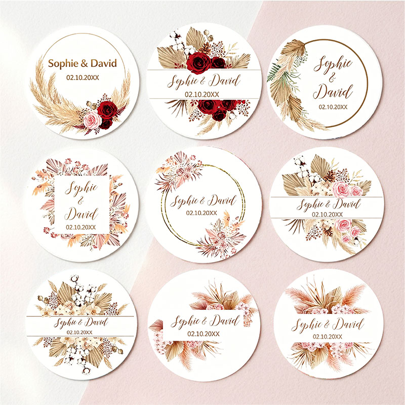 ملصقات زفاف مخصصة بتصميم بوهو  - مراجعة Pampas Grass Decor وسعره