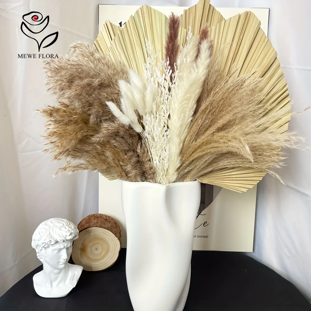 35 قطعة عشب بامباس الطبيعي بوه - مراجعة Pampas Grass Decor وسعره
