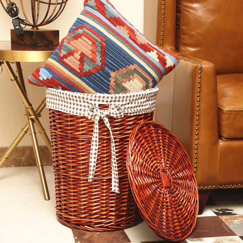 سلة غسيل راتان أنيقة بغطاء ، س - مراجعة Rattan Plant Basket وسعره